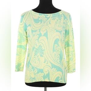 Boden Aqua & Cream Swirl-Print Long Sleeve Tunic